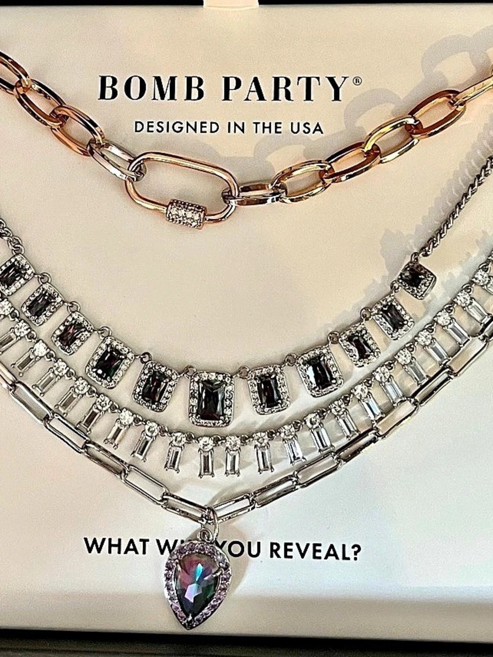 Bomb Party RETRO Black Box Unicorn Alert! Luxe Layers Necklace Set HTF